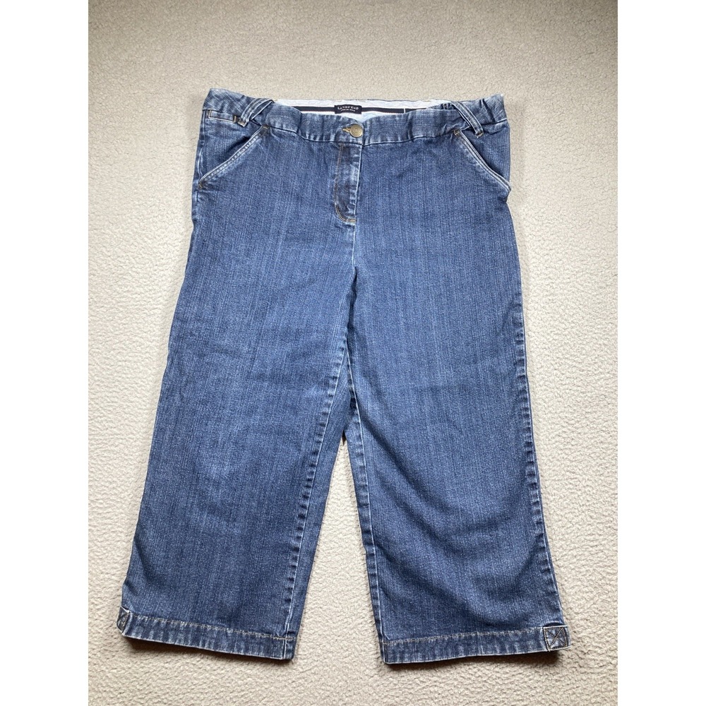 Lands' End Crop Jeans‎ Womens 18 Blue Straight Original Fit Modern Waist Stretch